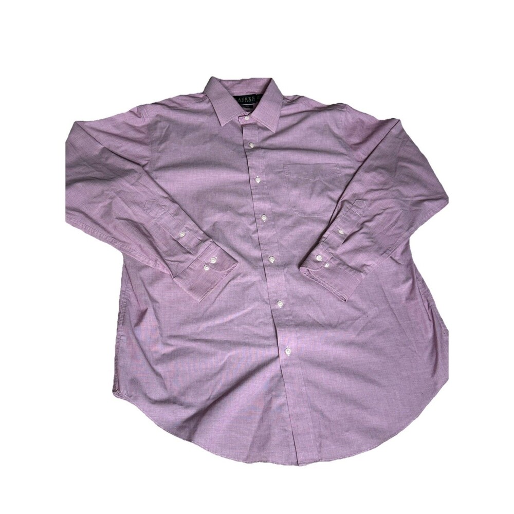 Lauren Ralph Lauren Button Up Men's 16.5 34/35  Pink Classic Fit Non Iron Cotton